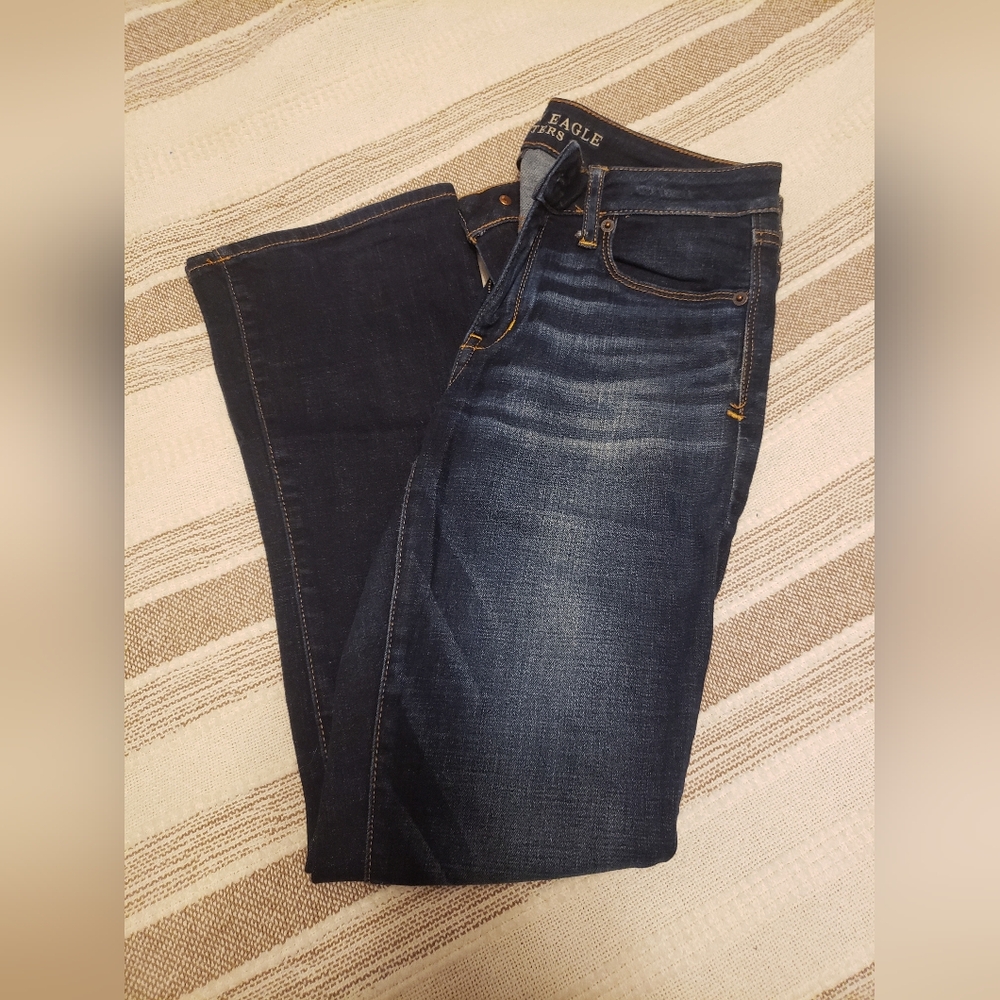 Dark Wash American Eagle Skinny Kick Leg Jeans